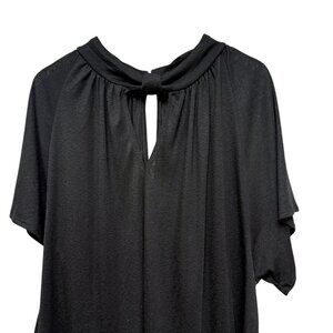 Rachel Roy Top Plus Size 3X Black Short Sleeve High Neck Keyhole NWT